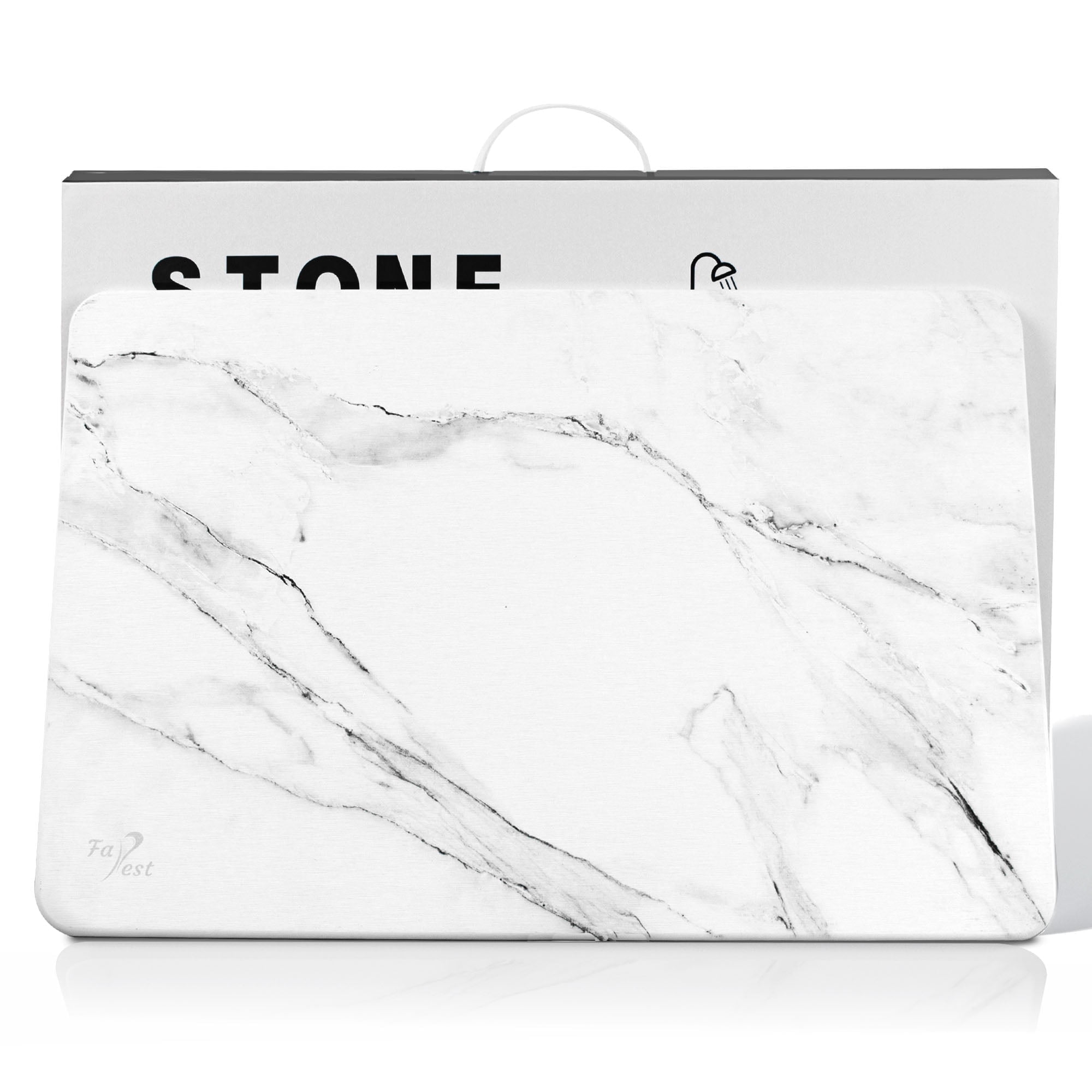 Stone Bath Mat, Diatomaceous Earth Fast-Drying & Absorbent Shower Mat, Non-Slip Diatomite Bathroom Floor Mat for Bathtub, White Marble