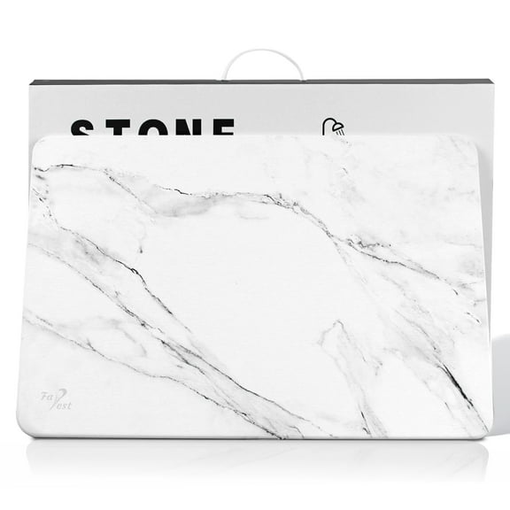 Stone Bath Mat, Diatomaceous Earth Fast-Drying & Absorbent Shower Mat, Non-Slip Diatomite Bathroom Floor Mat for Bathtub, White Marble