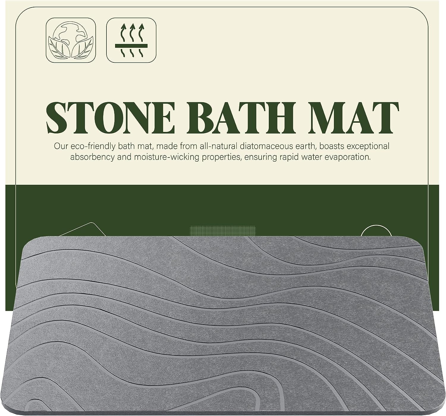 Stone Bath Mat, Diatomaceous Earth Bath Mat Bathmat, Non Slip Super