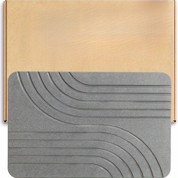 Stone Bath Mat, Diatomaceous Earth Non-Slip Stone Shower Mat - Quick Drying Absorbent Bath Mats for Bathroom - Elegant & Modern Design, Easy to Clean (23.5 x 15) - Sandstone