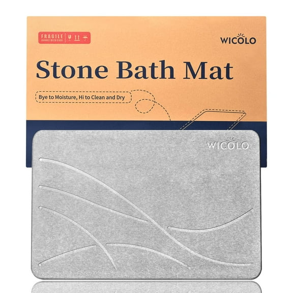 Stone Bath Mat, Diatomaceous Earth Shower Mat, 23.5 * 15 inch, Grey
