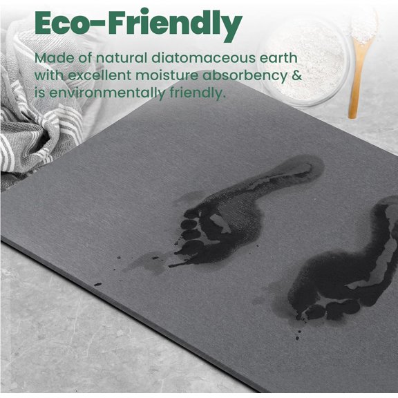 Stone Bath Mat, Diatomaceous Earth Shower Mat, Fast Drying, Super Absorbent, Anti-Slip Stone Bath Mats for Bathroom, Kitchen, Easy to Clean, (23.5"x15.5", Slate)$$Home Decor, Kitchen, & Other