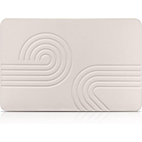 Stone Bath Mat Diatomaceous Earth Shower Mat Non Slip Quick Dry Bath Stone Mat Super Absorbent Bathroom Floor Mat for Bathroom Kitchen Counter (Off White 02)