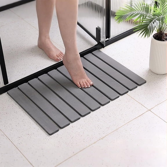 Stone Bath Mat, Diatomaceous Earth Shower Mat Non Slip, Quick Dry Diatomite Bathroom Rugs, Drying Mat for Bathroom/Kitchen Counter(23.6''15.4")