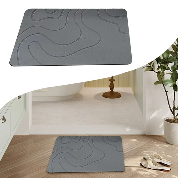 Stone Bath Mat, Diatomaceous Earth Shower Mat, Non-Slip Super Absorbent Diatomite Stone Bath Mats for Bathroom Floor Quick Drying Natural Easy to Clean, 1 Pcs, 23.62x15.76"