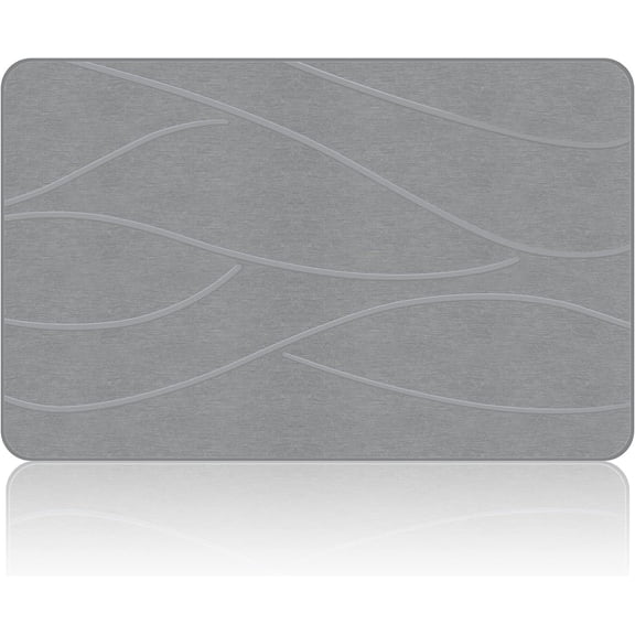 Stone Bath Mat Diatomaceous Earth Shower Mat Non-Slip Super Absorbent Diatomite Stone Bath Mats for Bathroom Floor Quick Drying Natural Easy to Clean(23.6''15.4" Gray)