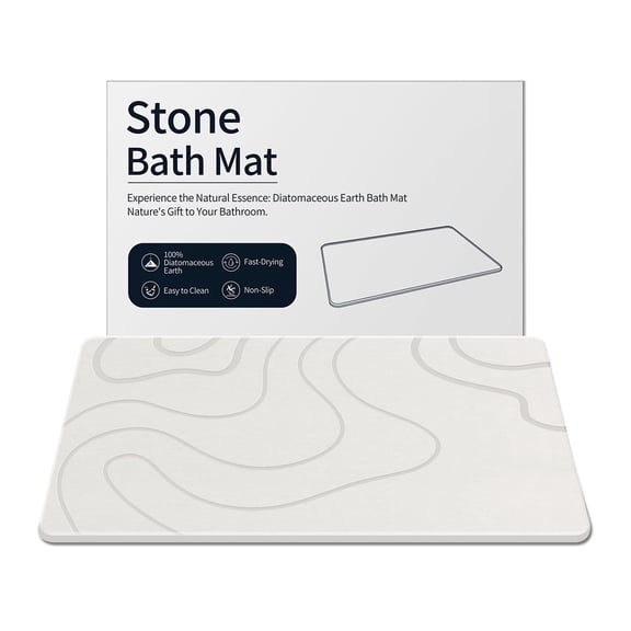 Stone Bath Mat Diatomaceous Earth Shower Mat Non-Slip Super Absorbent Diatomite Stone Mats for Bathroom Floor/Ktichen Cuonter Quick-Drying Easy to Clean (24''*16''White)
