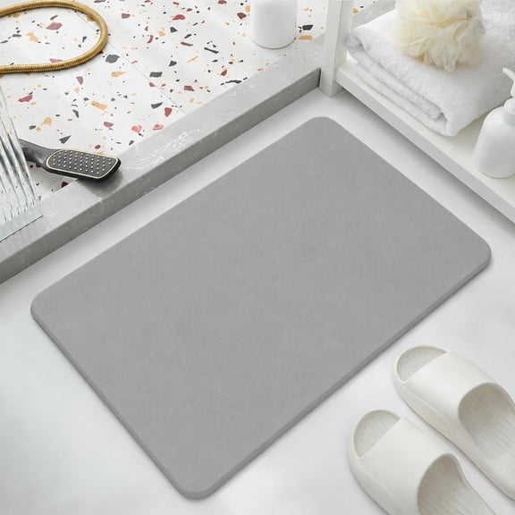 Stone Bath Mat Diatomite Bath Mat Quick Dry, Diatomaceous Earth Shower Mat, Super Absorbent Magic Mat for Bathroom Floor, Comes with Non-Slip Pad and Sandpaper