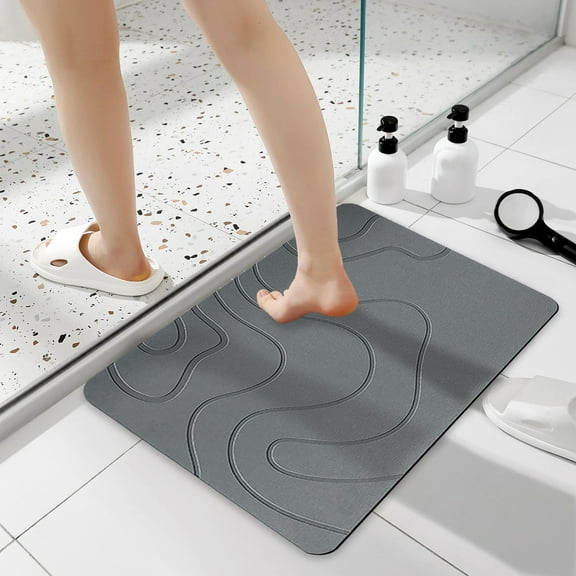 Stone Bath Mat, Diatomite Stone Bath Mat, Non-Slip Diatomite Earth Shower Mat, Quick Dry Super Absorbent Bath Mats, Diatomaceous Earth Bath Mat for Bathroom Kitchen Use, Size 19.69X31.4 inch