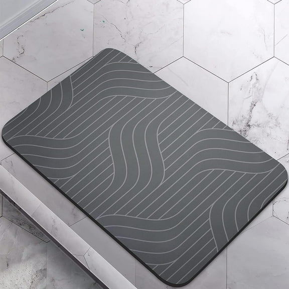 Stone Bath Mat - Earth Shower Mat, Non-Slip, Super Absorbent Quick Drying Bathroom Floor Mat, Easy to Clean, Natural (Grey)