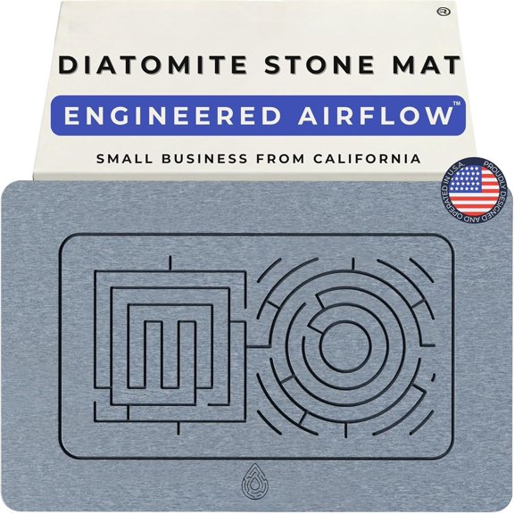 Stone Bath Mat [Engineered Airflow ] - Instantly Dry Diatomaceous Earth Bath Mats for Bathroom - Non Slip, Hygienic, Quick Drying Stone Shower Mat - Serenity Ash 23.6 x 15.3 in