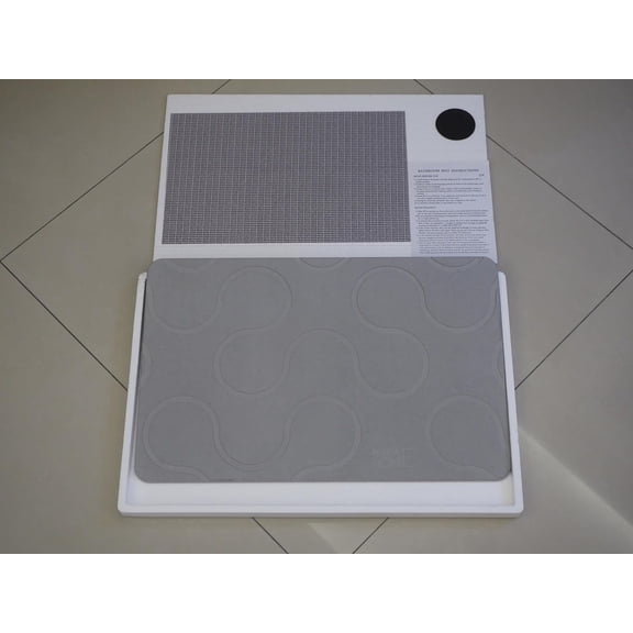 Stone Bath Mat, Non-Slip Diatomaceous Earth Shower Mat, Fast Drying Diatomite Stone Bath Mat, Highly Absorbent, Odorless, Easy to Clean (Ripple Light Grey)