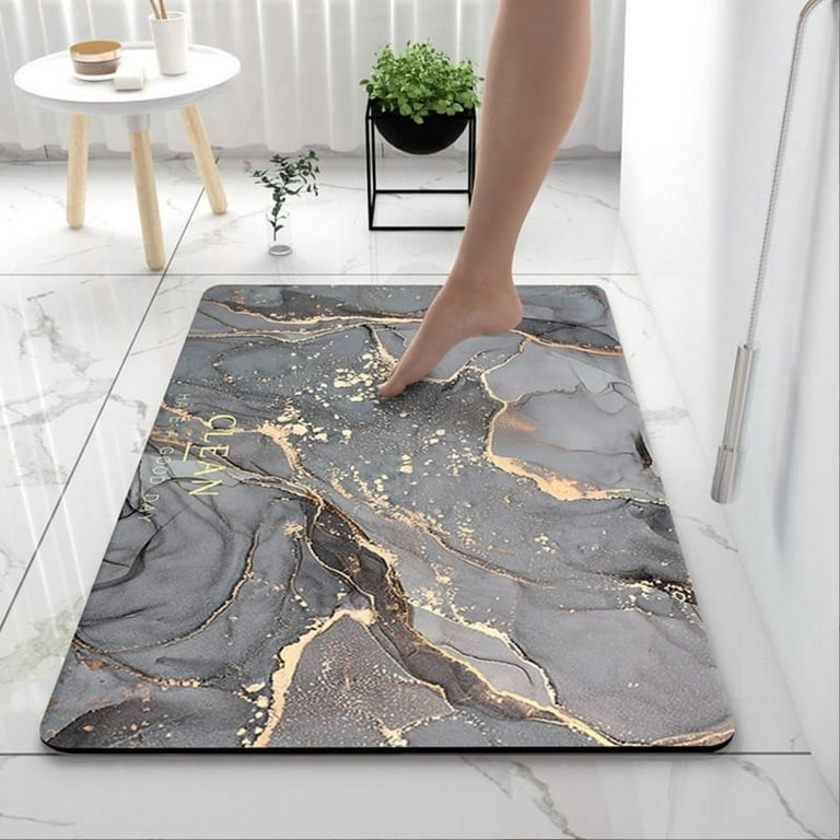 Grey Bath Floor Mat, Non-slip Absorbent Rug Bathroom Carpet Stone Pattern  Foot Massage Shower Room Mat, For Home Room Decor - Temu