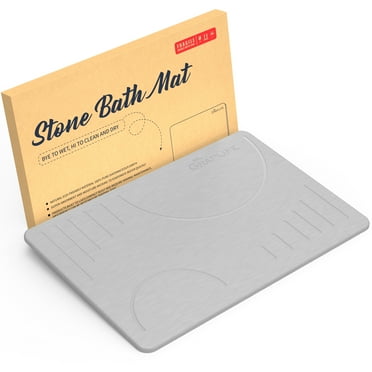 Stone Bath Mat, Non-Slip Super Absorbent Bathroom Floor Mat, Quick Drying Mat 24"x15", Grey