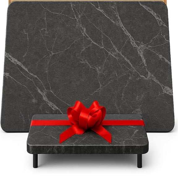 Stone Bath Mat Quick-Dry Absorbing Diatomaceous Earth Bath Mat | 2 Stone Mats - Large & Small Mat for Bathroom | Anti-Slip Diatomaceous Bathmat 100% Natural Bathroom Rug Stones (Black Marble)