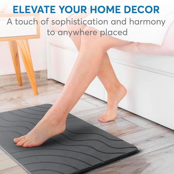 Stone Bath Mat Quick Drying Diatomaceous Earth Bath Mat, Super Absorbent Bathroom Stone Mat, Non-Slip Shower Stone Mat, Modern Water Absorbing Bath Mat for Bathroom & Kitchen (23.6 x 15.3, Gray)