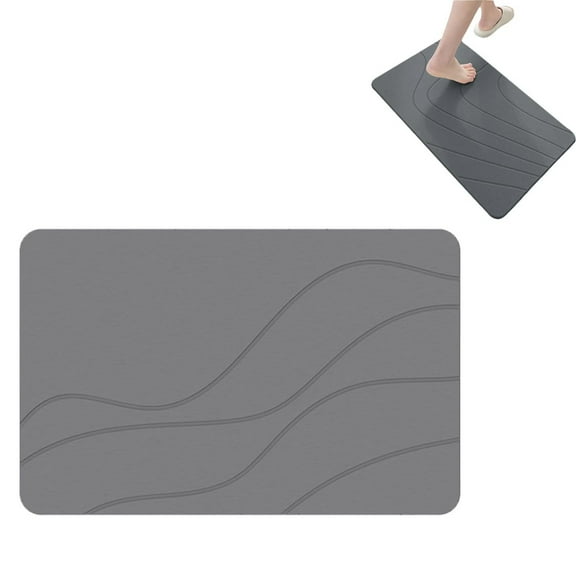 Stone Bath Mat,Quick Drying Non- Diatomaceous Earth Bath Mat, Absorbent Shower Rug, Easy to Clean For Bathroom Kitchen Entryway - 23.6" Ã 15.7" (Grey)