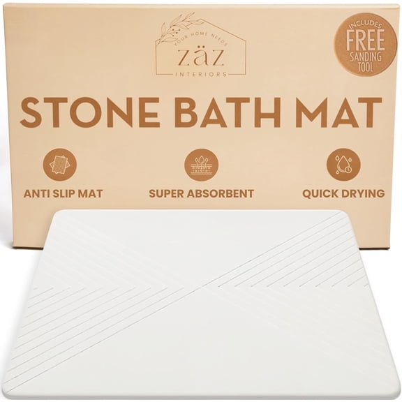 Stone Bath Shower Mat, Lace White, 23x15