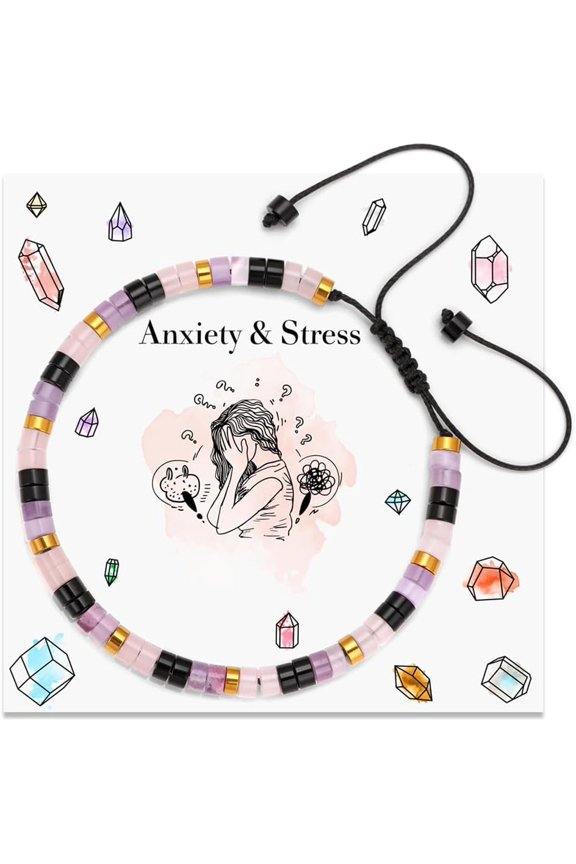 Stone Bracelets for Women Adjustable Rope Protection Bracelet and Stones Beads Meditation Gifts