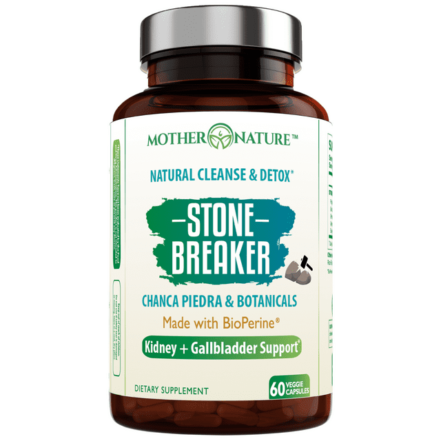 Stone Breaker Chanca Piedra - Natural Dissolver for Kidney & Gallbladder - Detoxify Urinary Tract, Flush Impurities, Clear System - with Celery Seed Extract - 60 Veg Soft Capsules