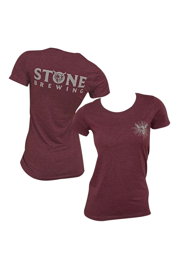 Logo Womens T-Shirt, Burgundy - 2XL