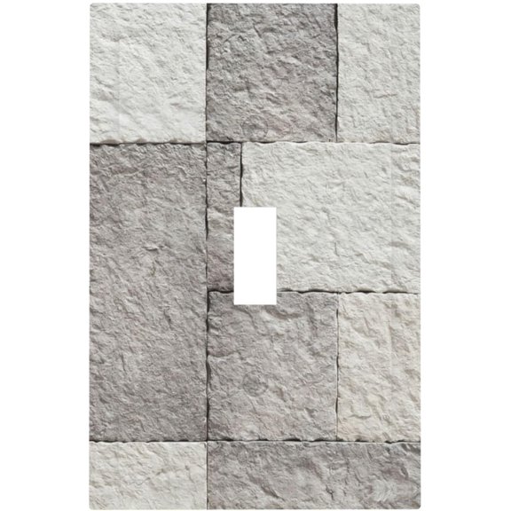 Stone Brick Tile Pattern Abstract Print Light Switch Cover 1 Gang Toggle Switchplates Decorator Outlet Wall Plate for Farmhouse Kitchen Decor