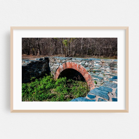 Stone Bridge - Harpers Ferry West Virginia Photography Bridge Rustic Architecture Nature Forest Oak Framed Wall Art Print 5 x 7 inches