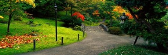 Stone Bridge The Japanese Garden Seattle Washington State USA Canvas Art - Panoramic Images (36 x 12)