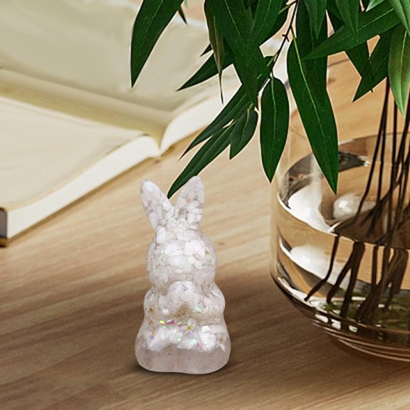 Stone Bunny Sculpture Indoor Home Table Centerpiece Rabbit Statues Figurines for White
