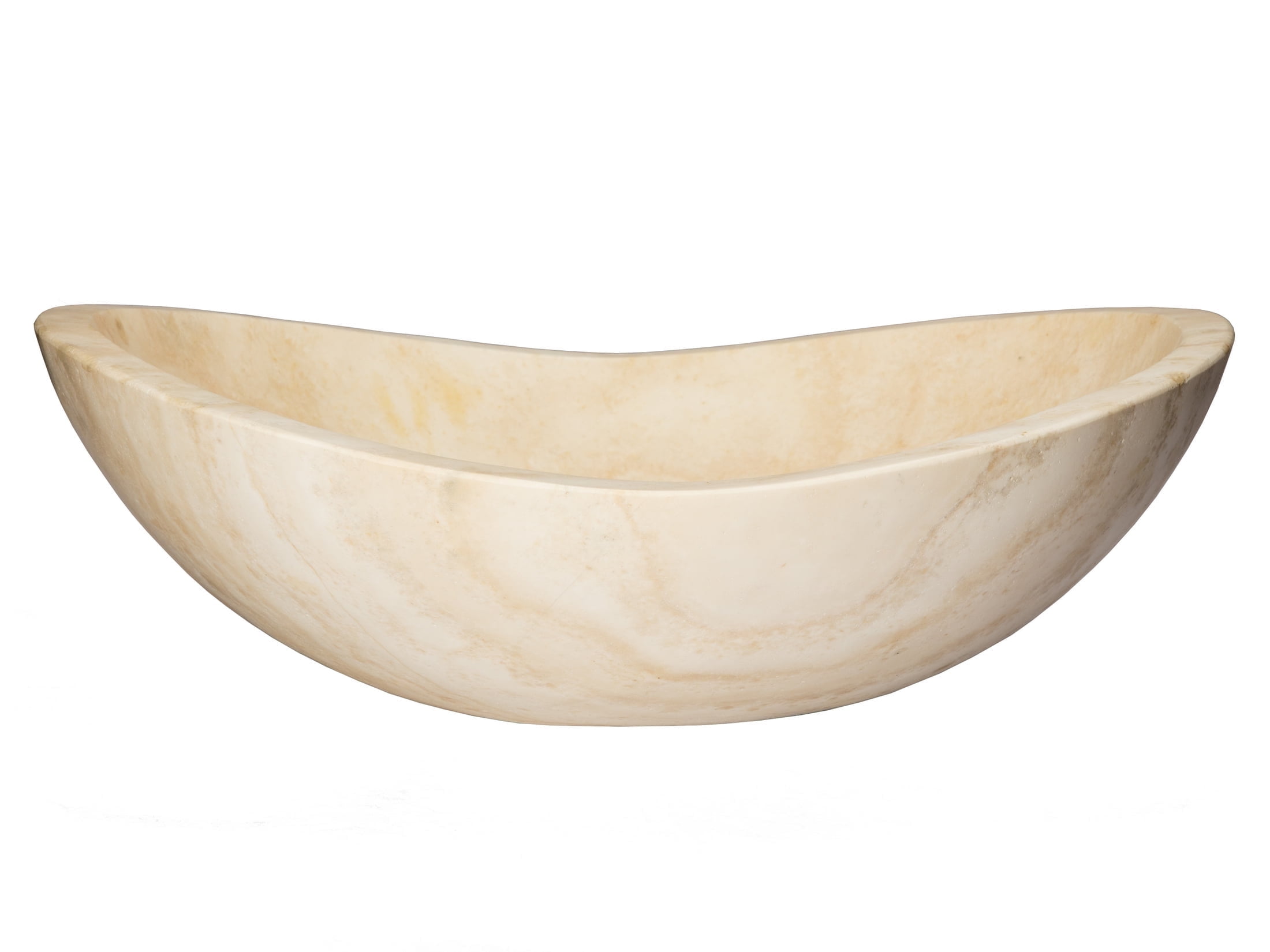 Beige Stone Canoe Shaped Bathroom Sink