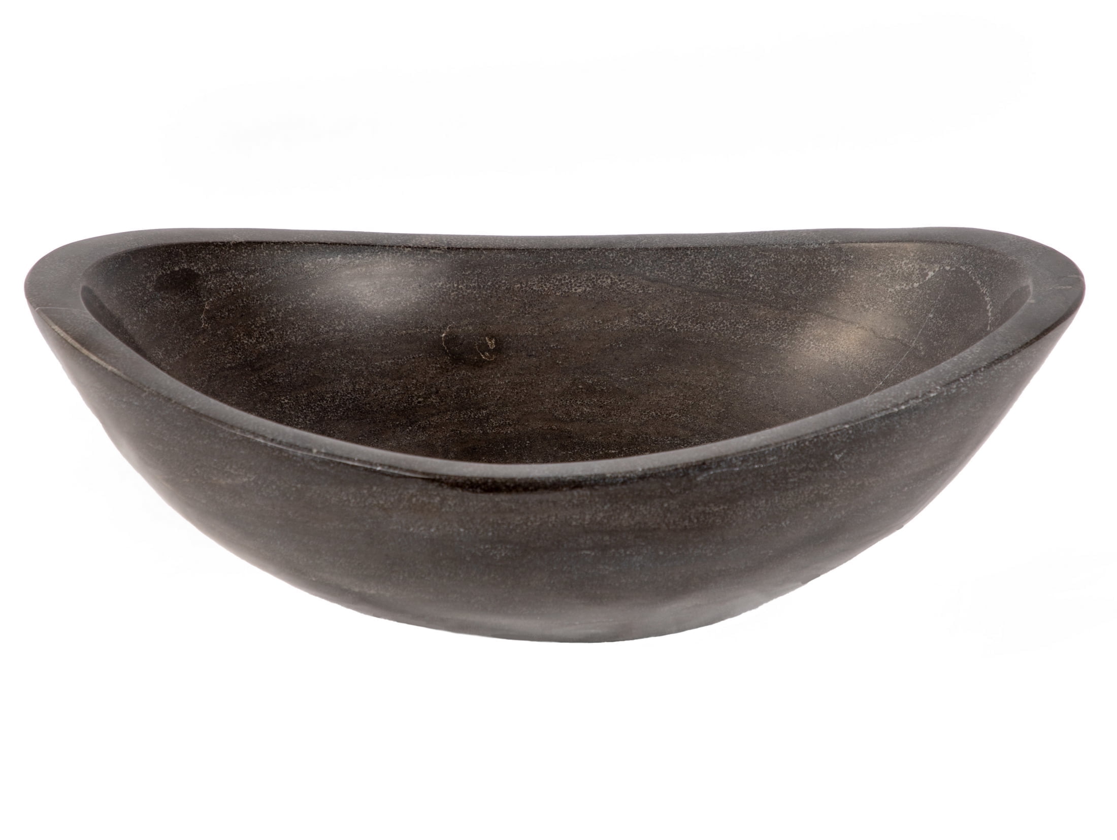 Honed Black Limestone Canoe Shaped Bathroom Sink