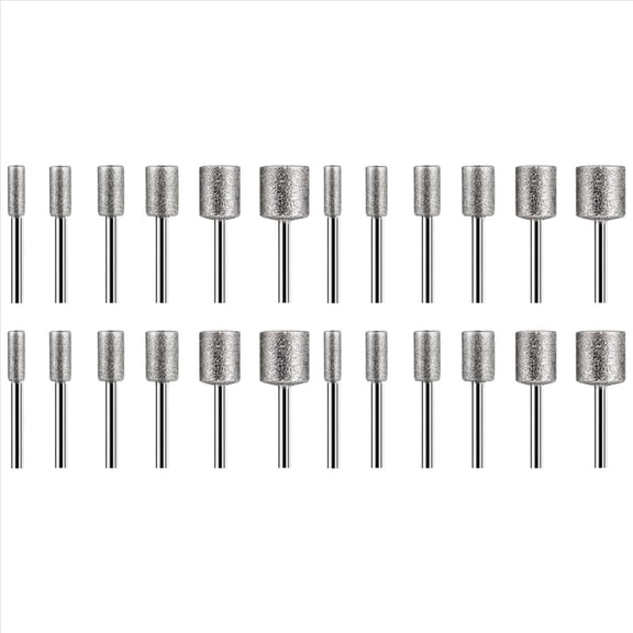 Stone Carving Set,24PCS Burr Bits for Stone Rocks Glass Ceramics Rotary Tools(4mm 5mm 6mm 8mm 10mm 12mm)