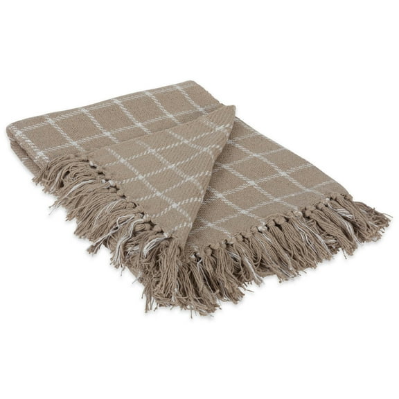 Stone Checked Plaid Throw