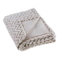 thumbnail image 1 of Stone Gray and White Chevron Patterned Rectangular Plush Polyester Decorative Throw 50" x 60", 1 of 2