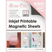 Stone City Printable Magnetic Sheets Glossy Magnet Photo Paper 8.5x11 12 Sheets for Inkjet Printers, Work with Laser and Cricut, 12Mil DIY Signs, Die-cuts, Crafts