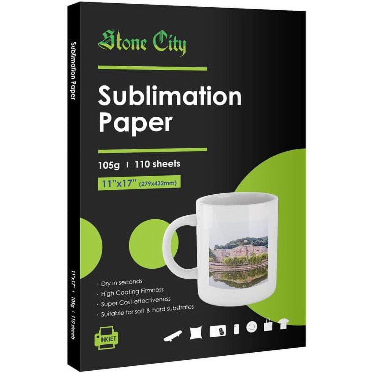Stone City Sublimation Paper 11X17'' 110 Sheets 105g for Inkjet Printer  Sublimation Ink Heat Transfer, DIY Gift, Tumbler, Mug, T-Shirt 