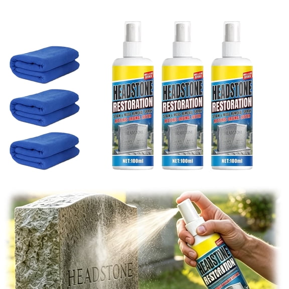 Stone Cleaner for Granite Marble – Outdoor Stone Cleaning Spray for Monuments(3pcs)