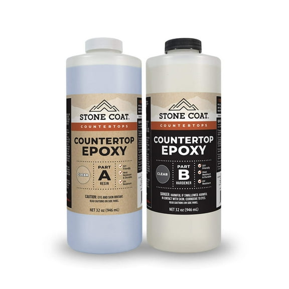 Stone Coat Countertops (1/2 Gallon) Epoxy Resin Kit for DIY Projects, Kitchens, Bathrooms, Counters, Tables, Wood Slabs, and More! Heat Resistant and Clear Epoxy Resin!