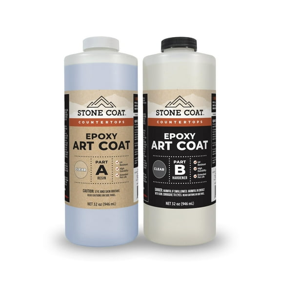Stone Coat Countertops Art Coat DIY Epoxy Resin Kit - Zero VOCs, Extended Working Time, Food Safe and UV Resistant Resin for Alcohol Ink, Acrylic, Metallic Art Markers and Paint (1/2 Gallon)