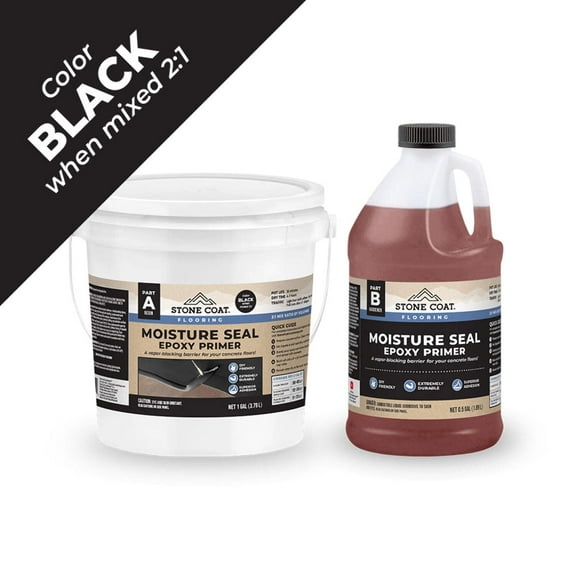 Stone Coat Countertops Moisture Seal Epoxy Primer Kit - Revitalize & Repair Concrete Floors with, Vapor Blocker, DIY Friendly, Quick Dry, For Epoxy Flake & Metallic Marble Floors (1.5 Gallon, Black)