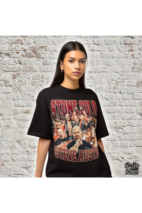 Stone Cold 1990s Wrestling Graphic Design T-Shirt