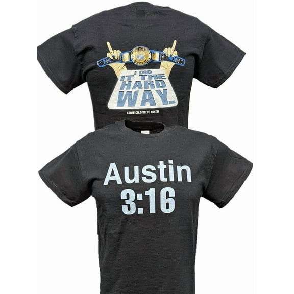Stone Cold Steve Austin 3:16 Hard Way Mens Black WWF T-shirt