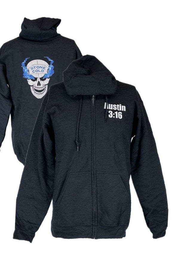 Stone Cold Steve Austin 3:16 Smoking Skull Black Hoody Sweatshirt