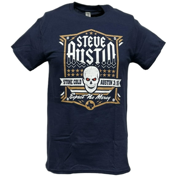 Stone Cold Steve Austin Expect No Mercy Navy Blue T-shirt