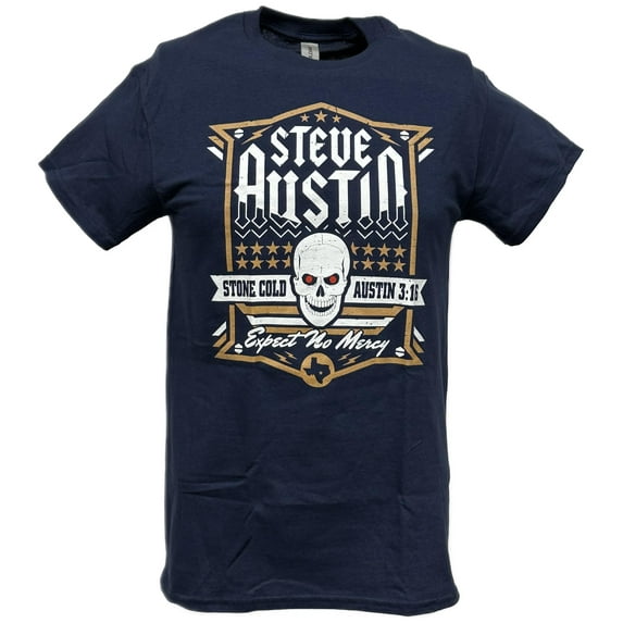Stone Cold Steve Austin Expect No Mercy Navy Blue T-shirt
