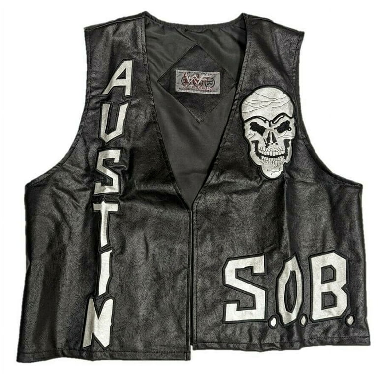 WWE Stone Cold Steve Austin SOB 3:16 Skull Vest in Black, Size XL