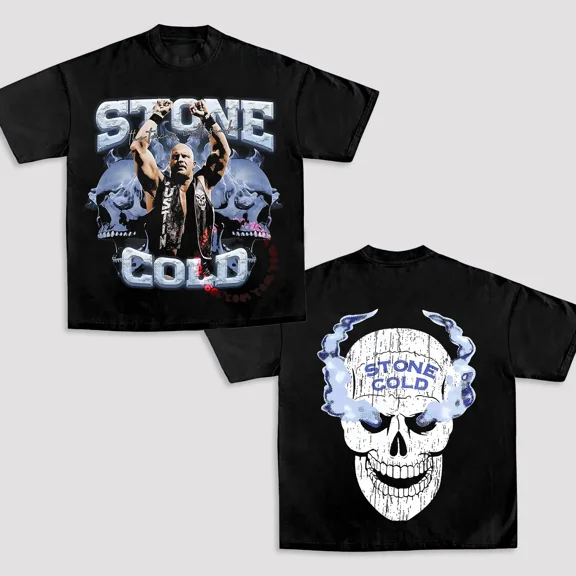 Stone Cold Steve Austin Skull Graphic T-Shirt – Vintage Wrestling Retro Style