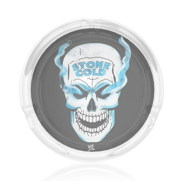 Stone Cold Steve Austin Skull Round Glass Ashtray 3d Printing For Indoor And Outdoor, Home, Office, Tabletop Decoration (3.5" Diameter)