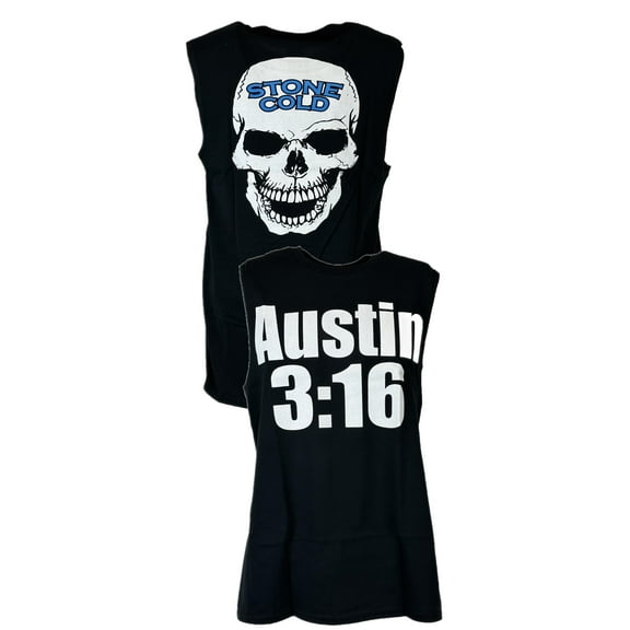 Stone Cold Steve Austin Sleeveless 3:16 White Skull Mens Black T-shirt