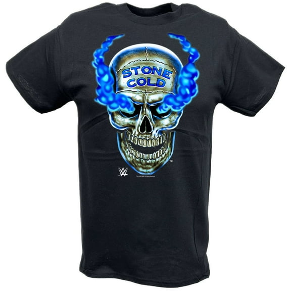 Stone Cold Steve Austin Smoking Blue Skull Black T-shirt